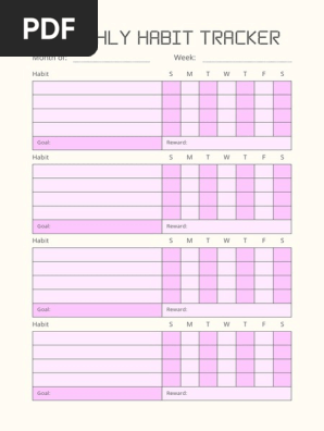 Purple Minimalist Monthly Habit Tracker Planner