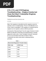 C13, C15, and C18 Engines Troubleshooting - Engine Cranks But Does Not Start Caterpillar Engines Troubleshooting