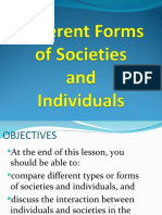 Different Forms of Societies and Individuals