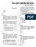 Lista de exercícios de matemática