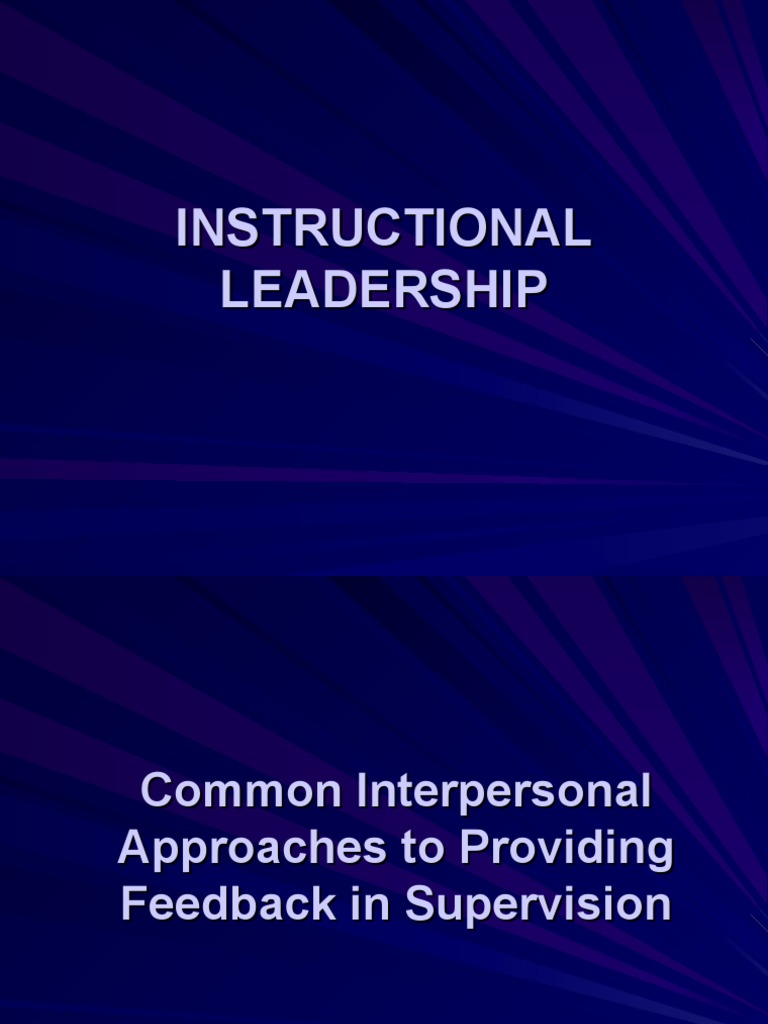 Instructional Leadership Pdf : (PDF) Principles and Techniques of ...