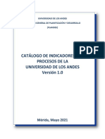 Catálogo de Indicadores Por Procesos de La ULA Versión 1.0