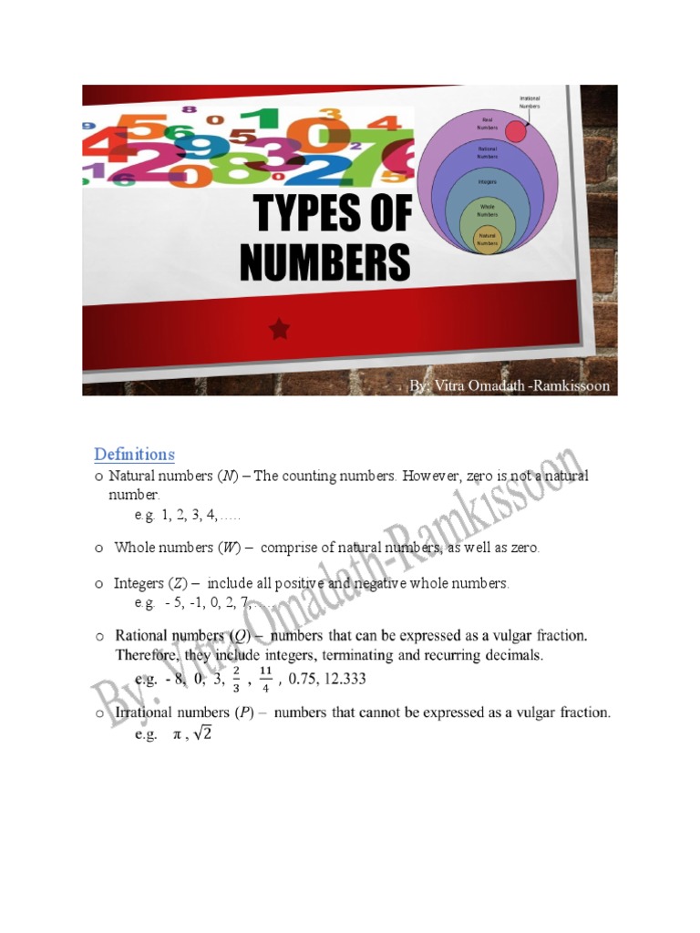 Lesson 2 - 1 - Types of Numbers | PDF