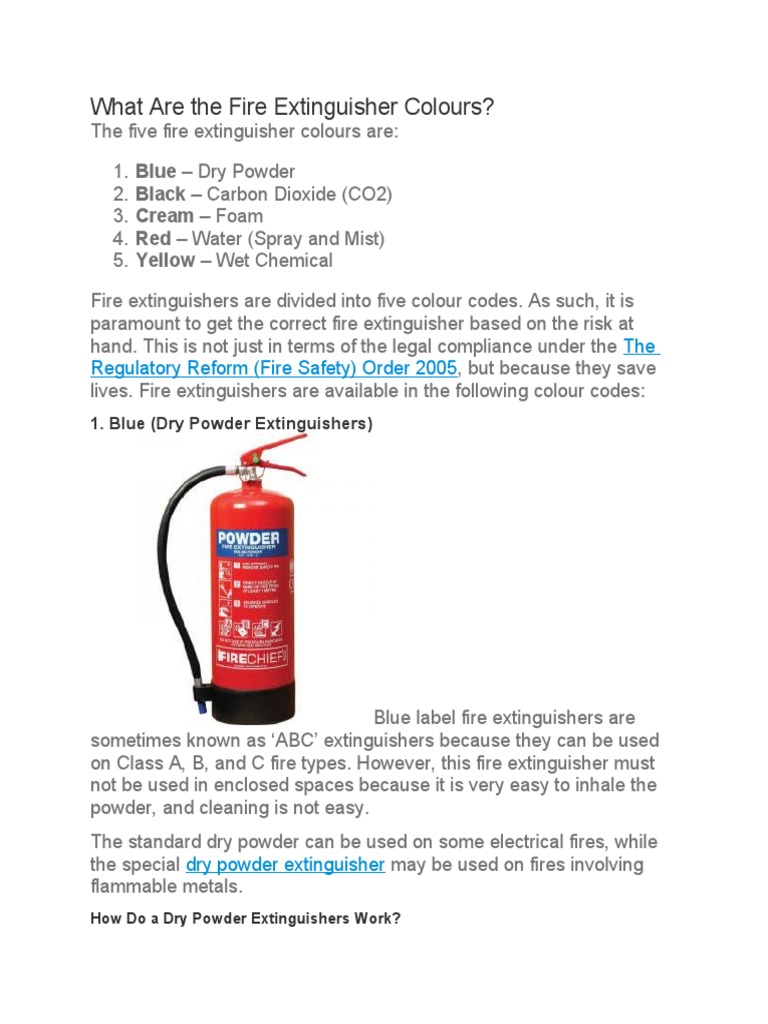 Css What Are The Fire Extinguisher Colours PDF Protocol