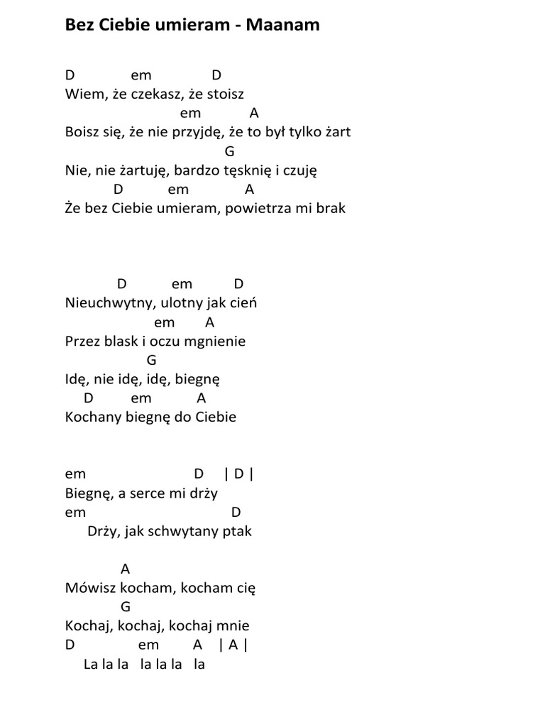 Bez Ciebie Umieram Pdf