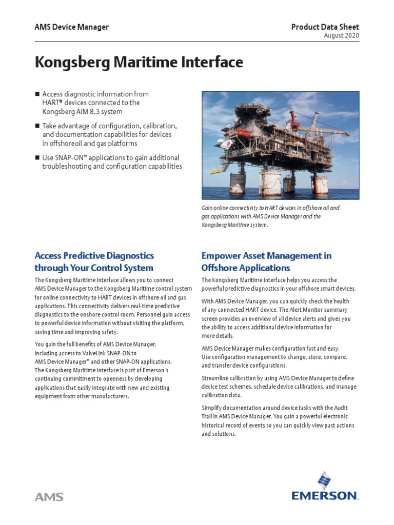 Product Data Sheet Kongsberg Maritime Interface Ams en 38578 | PDF ...