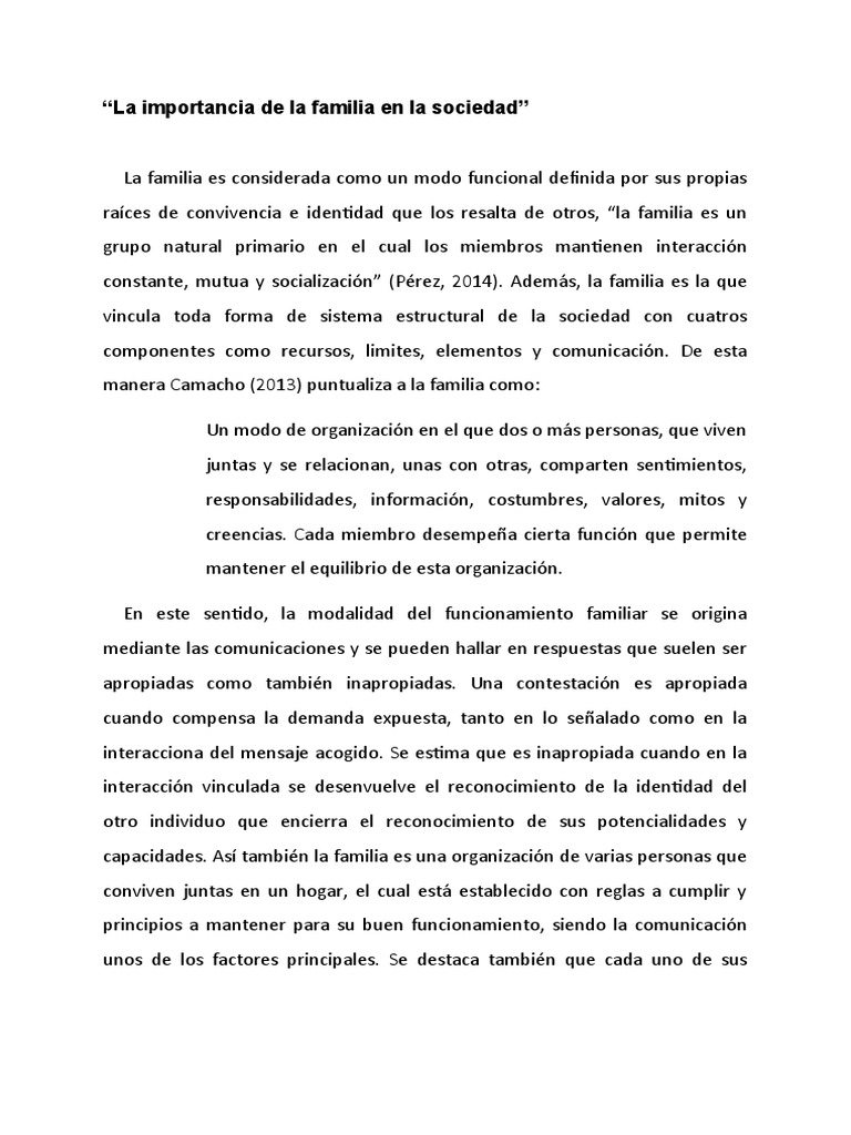 Importancia de la familia en la sociedad | PDF | Familia | Matrimonio
