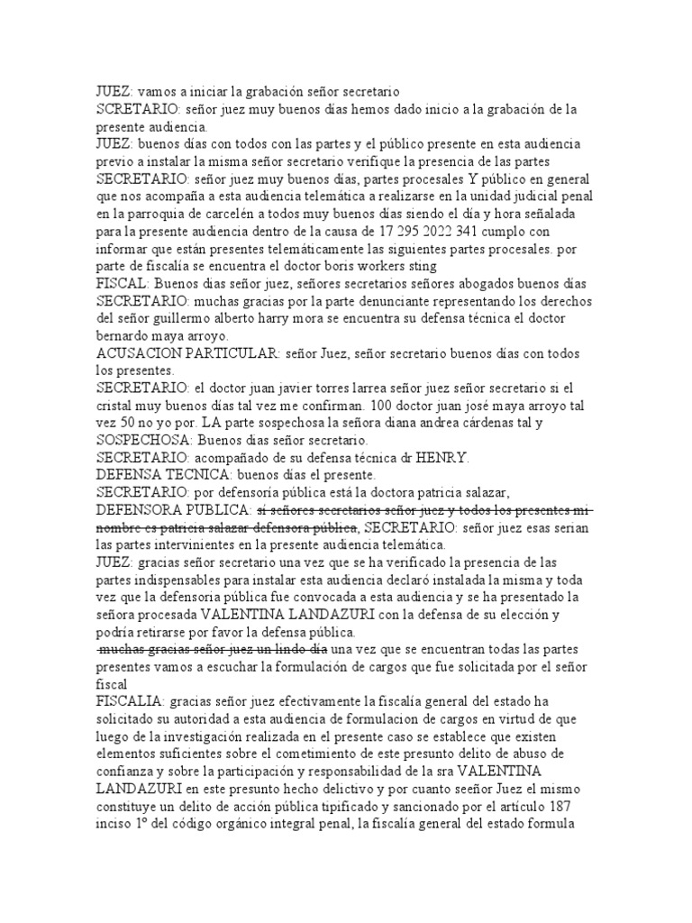 Guion Penal Formulación de Cargos | PDF | Contabilidad | Bancos