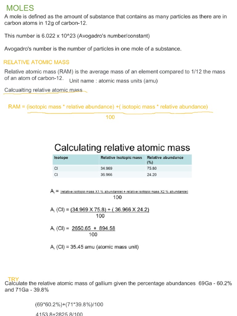 Chemistry Moles PDF