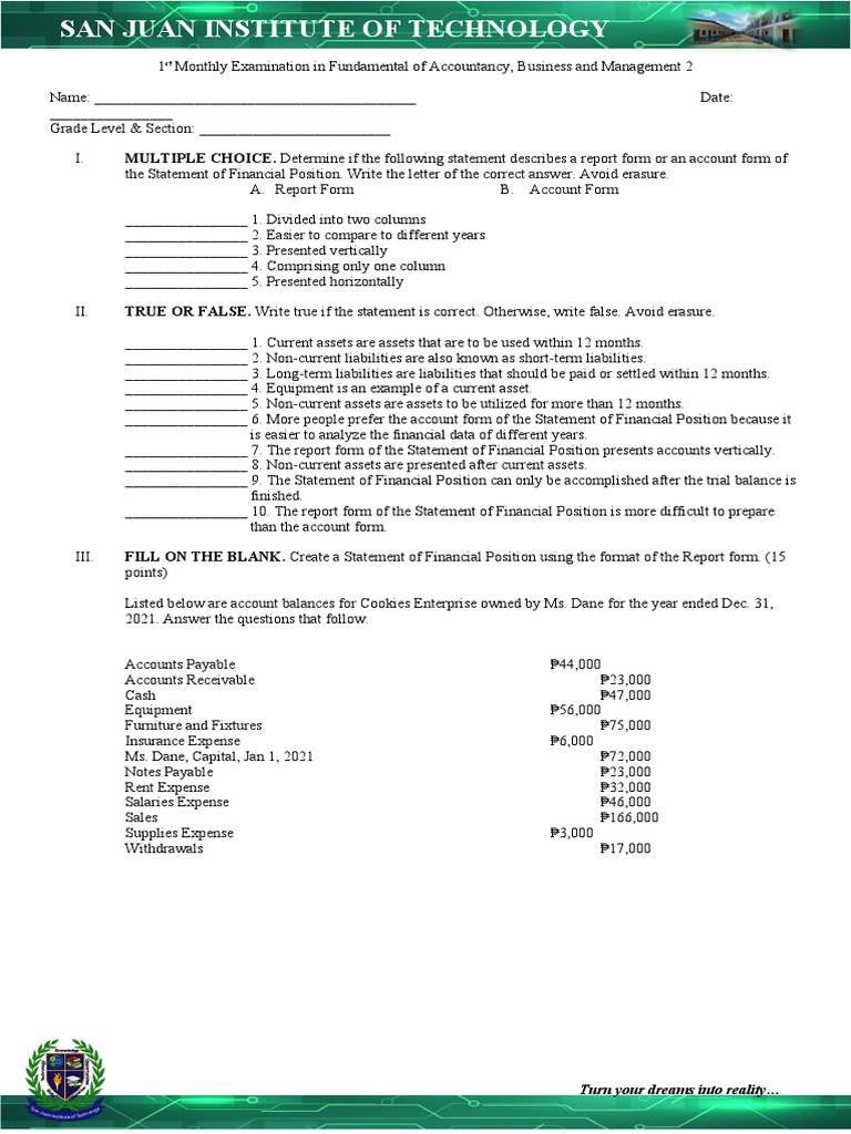 FABM | PDF | Balance Sheet | Expense