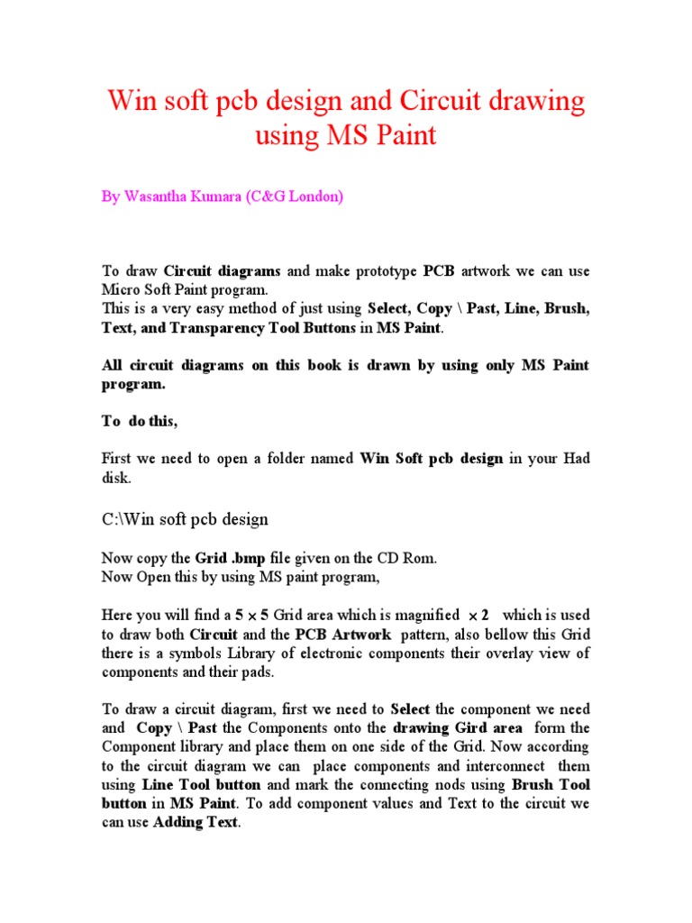 PCB Design Using MS Paint Guide | PDF | Printed Circuit Board ...