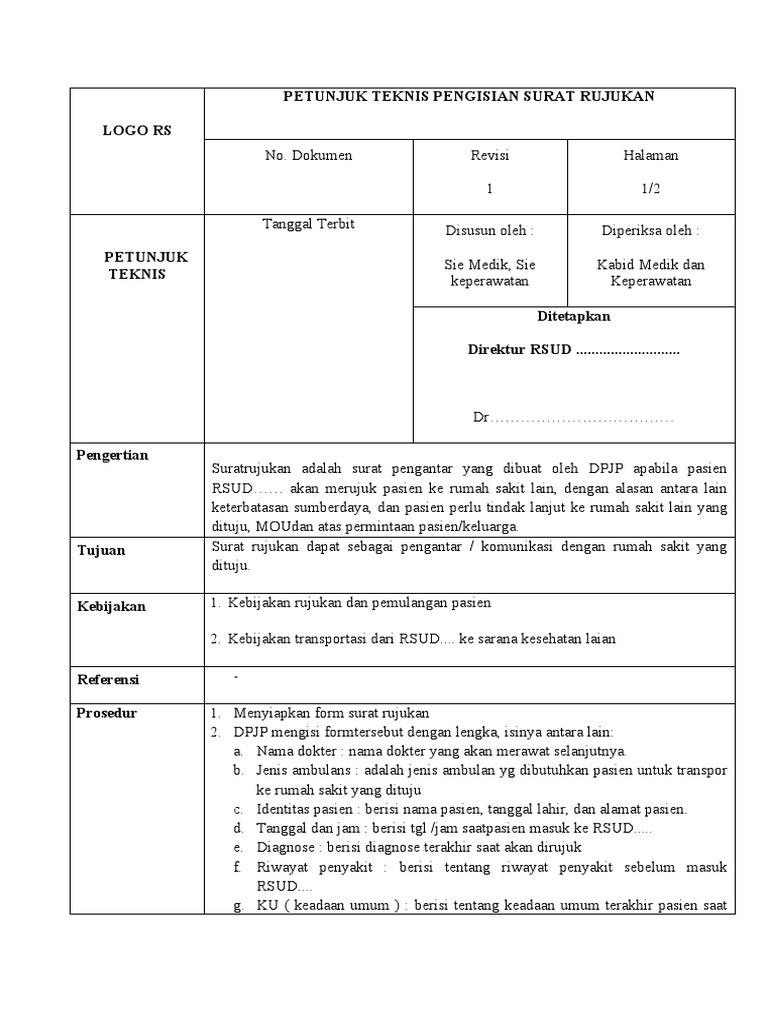 Petunjuk Pengisian Surat Rujukan RS | PDF
