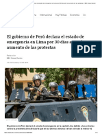 El Gobierno de Perú Declara El Estado de Emergencia en Lima Por 30 Días Ante El Aumento de Las Protestas - BBC News Mundo