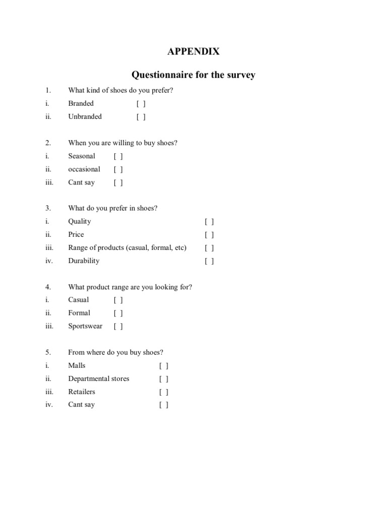 Sportswear Questionnaire