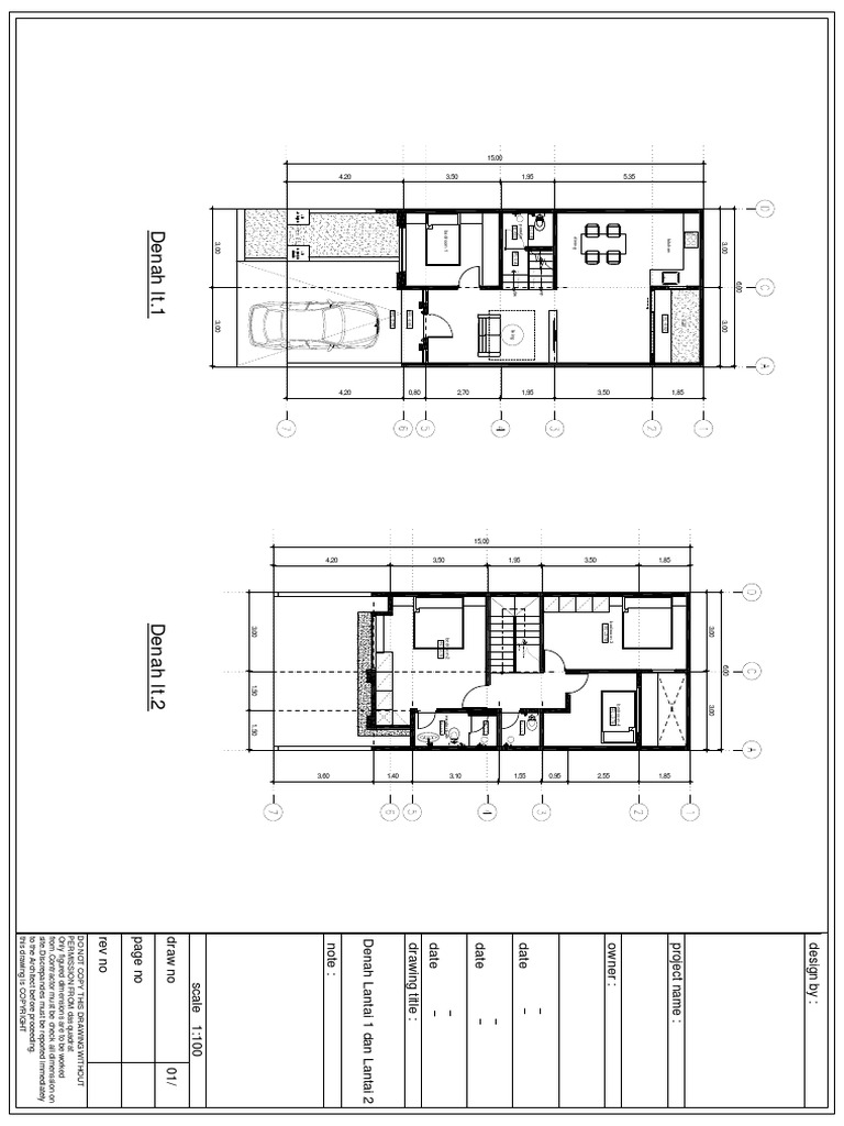 Denah 6x15 Lantai 1 Dan Lantai 2 | PDF