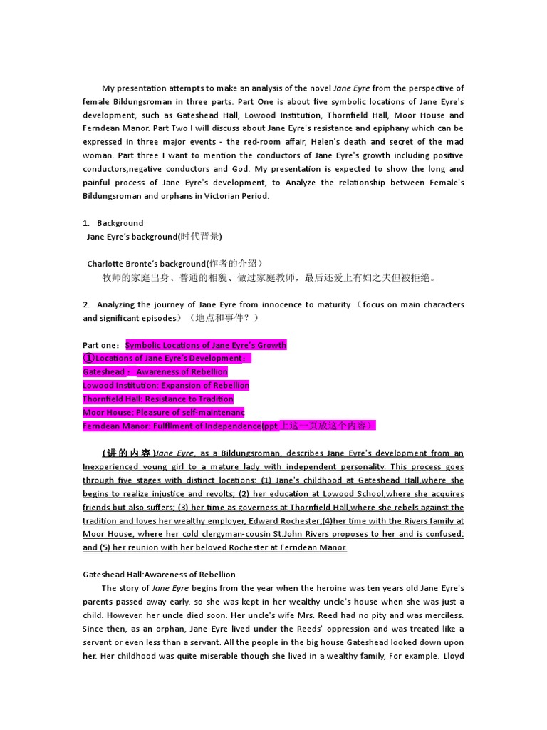 An Analysis of Jane Eyre's Journey from Innocence to Maturity through