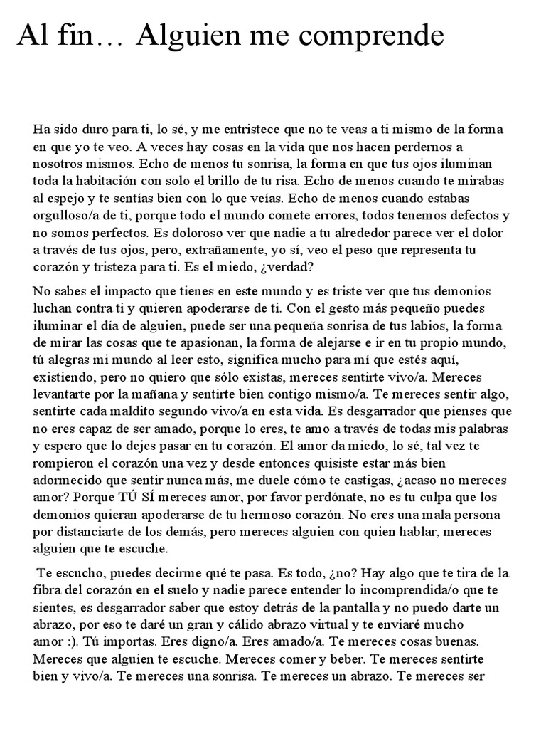 Al Fin... Alguien Me Entiende | PDF | Amor