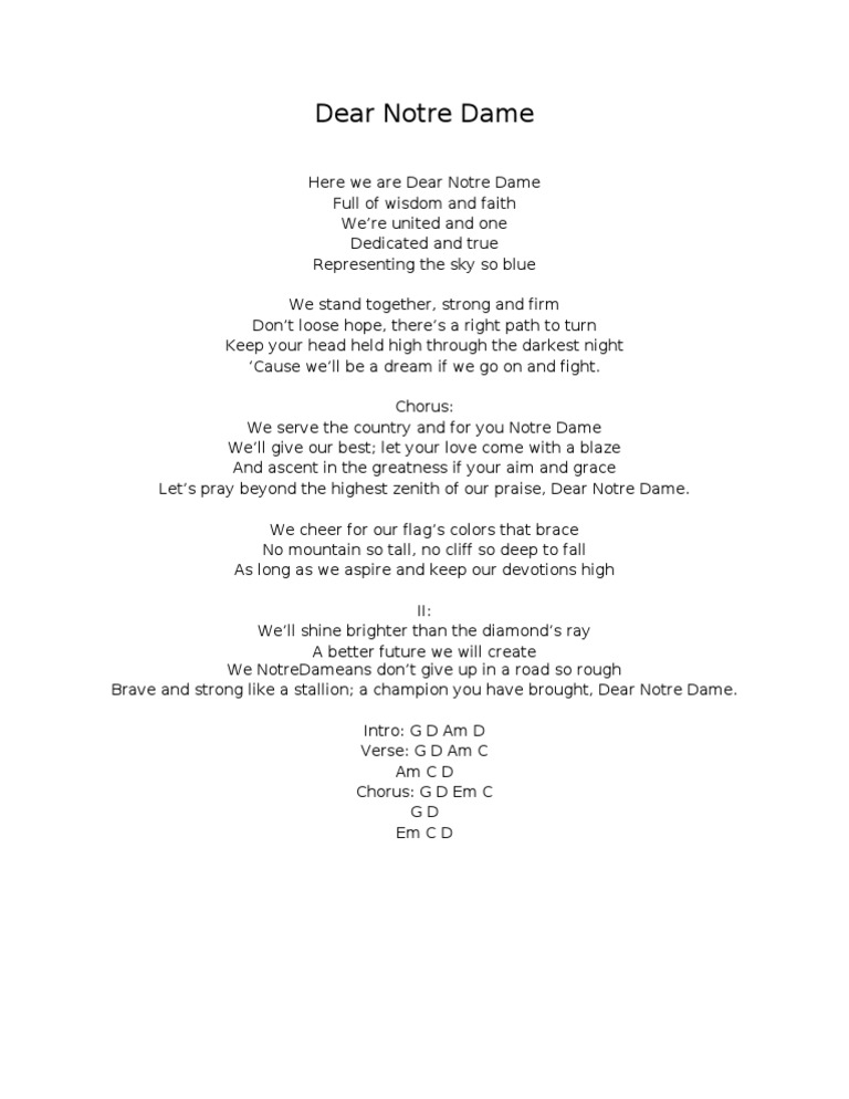 Notre Dame Anthem: Unity and Strength | PDF