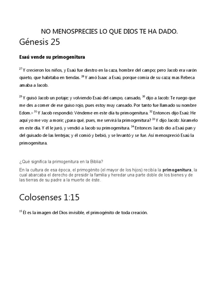 No Menosprecies Lo Que Dios Te Ha Dado | PDF