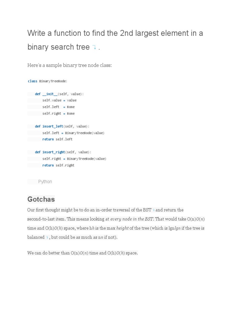 2nd Largest Element in A Binary Search Tree | PDF | Computer Data ... image.