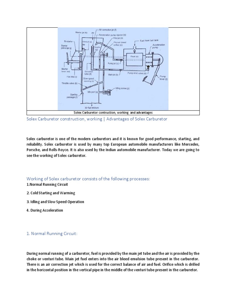 Solex Carburetor PDF PDF Carburetor Throttle