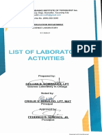 List of Laboratory Activities