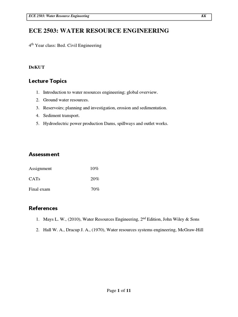 Water Resource Engineering PDF Aquifer Groundwater