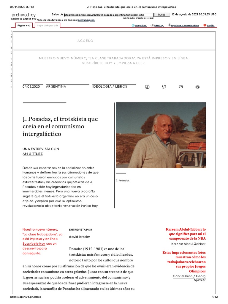 J. Posadas, El Trotskista Que Creía en El Comunismo Intergaláctico ...