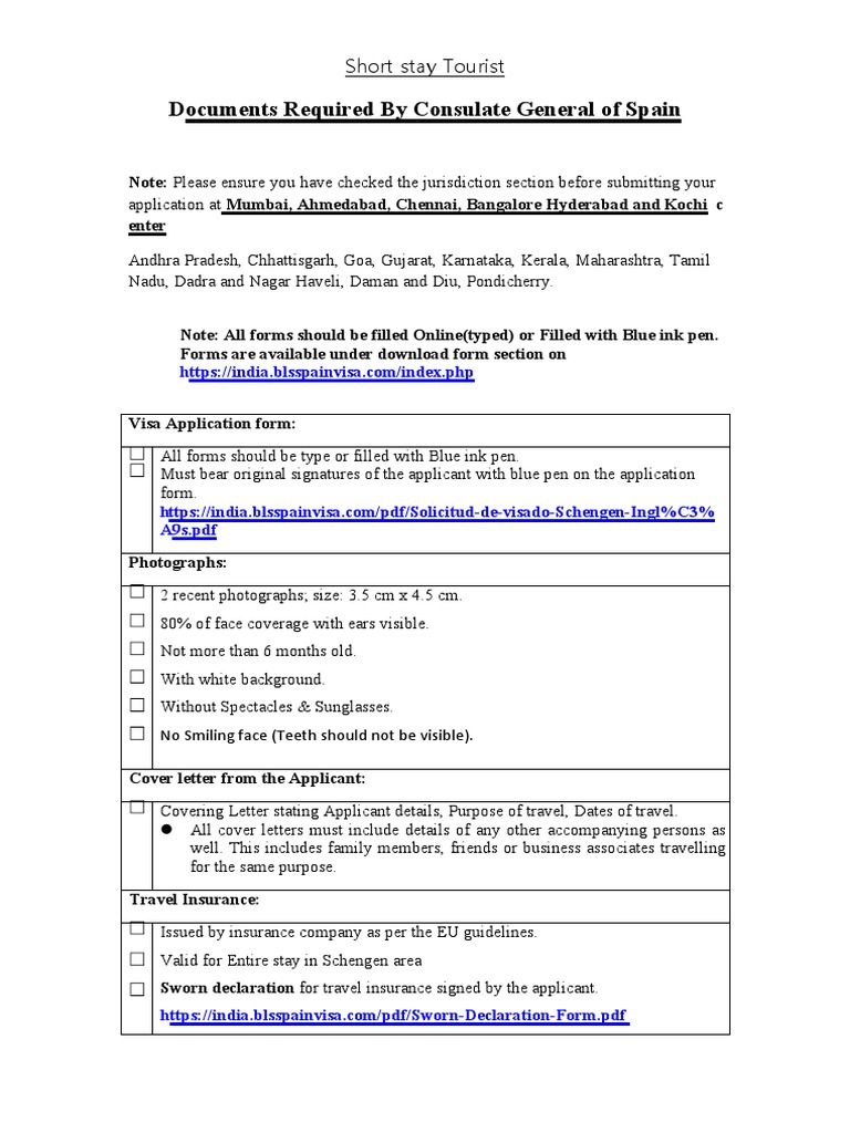 Checklist Mumbai Tourist PDF Notary Public Travel Visa