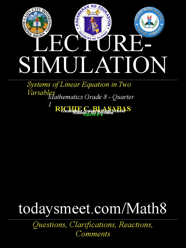 Simulation Math 8 | PDF | Equations | System Of Linear Equations