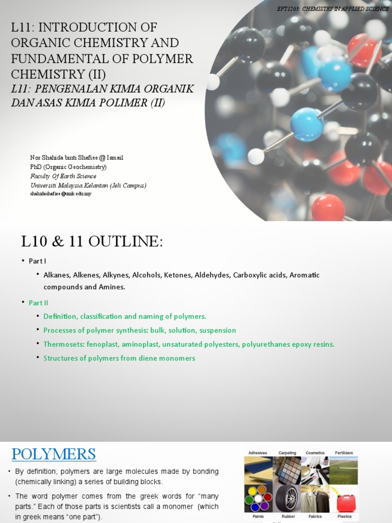 L11 - Introduction OF Organic CHEMISTRY and Fundamental OF Polymer ...