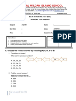 SD AL WILDAN ISLAMIC SCHOOL MATH REVIEW PRE-TEST