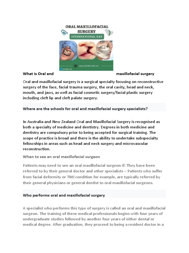 What Is Oral and Maxillofacial Surgery | PDF