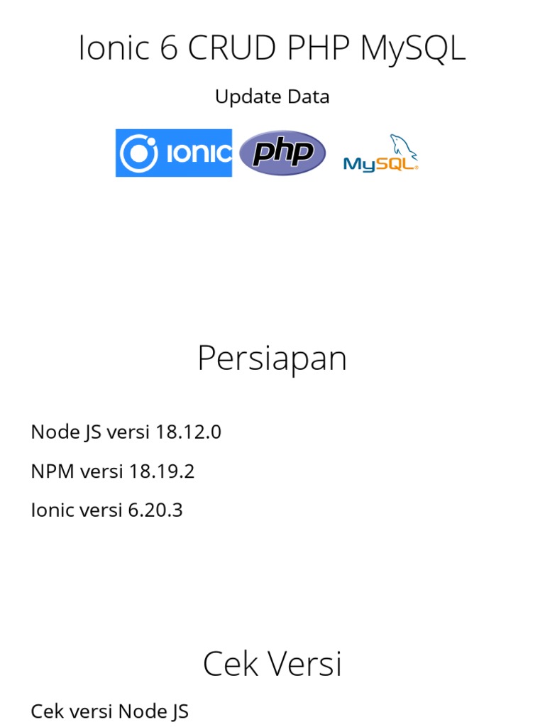 CRUD Ionic 6 dengan PHP MySQL | PDF