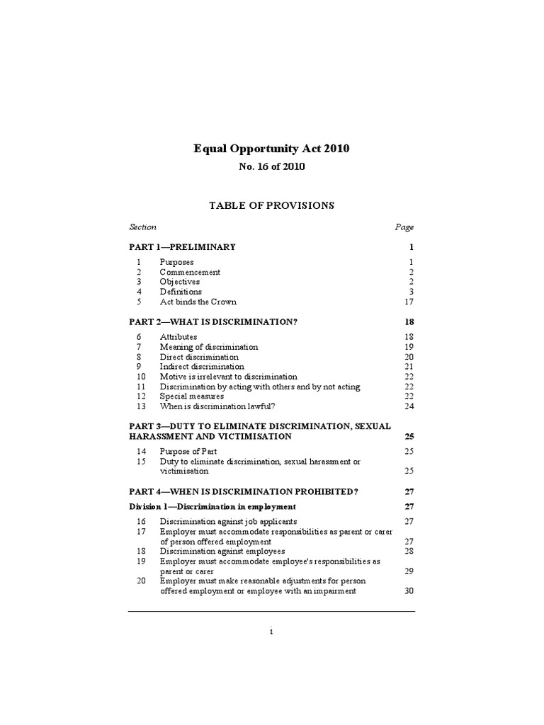 What Does The Equal Opportunity Act Do