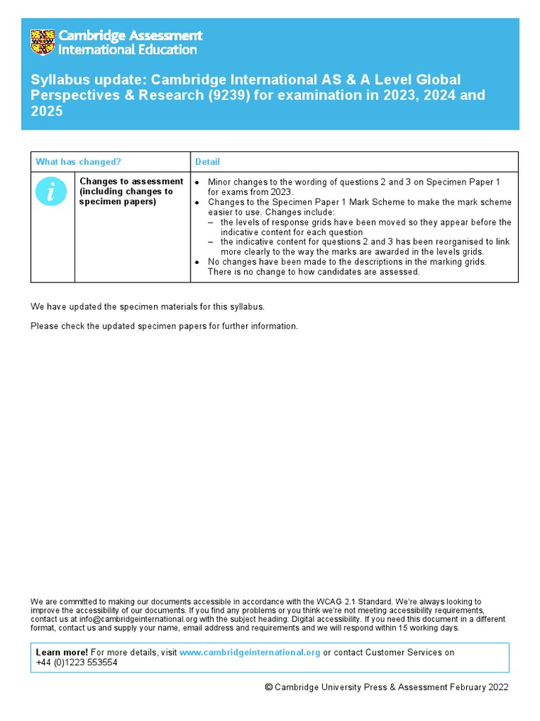 Global Perspectives & Research (9239) 64996220232025SyllabusUpdate