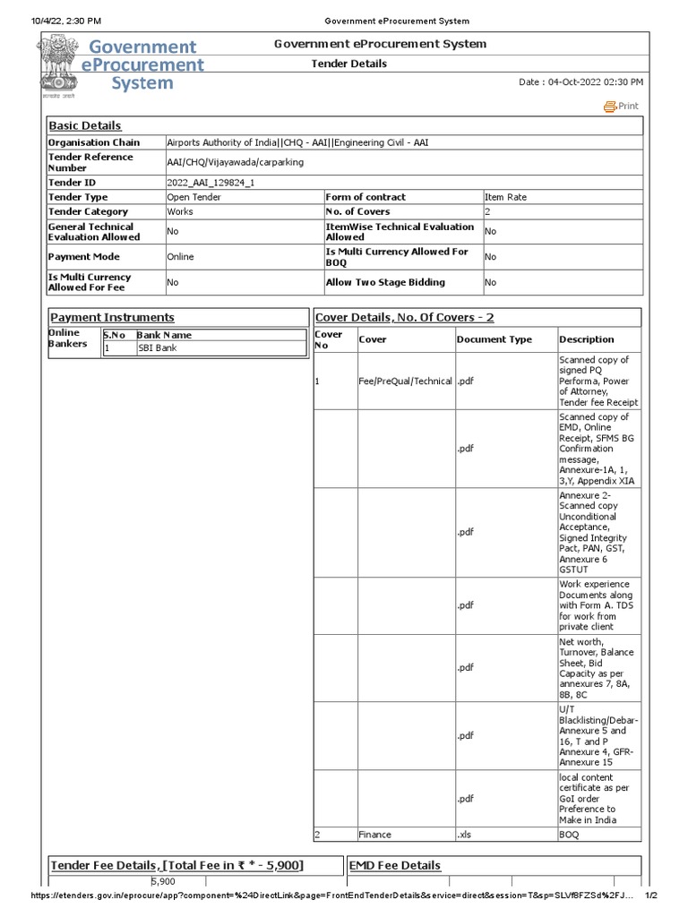 Tender Summary | PDF