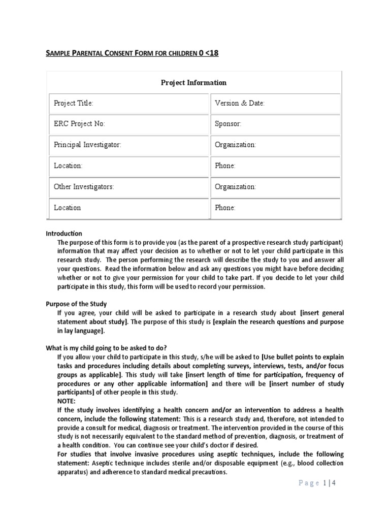 Sample Parental Consent Form | PDF