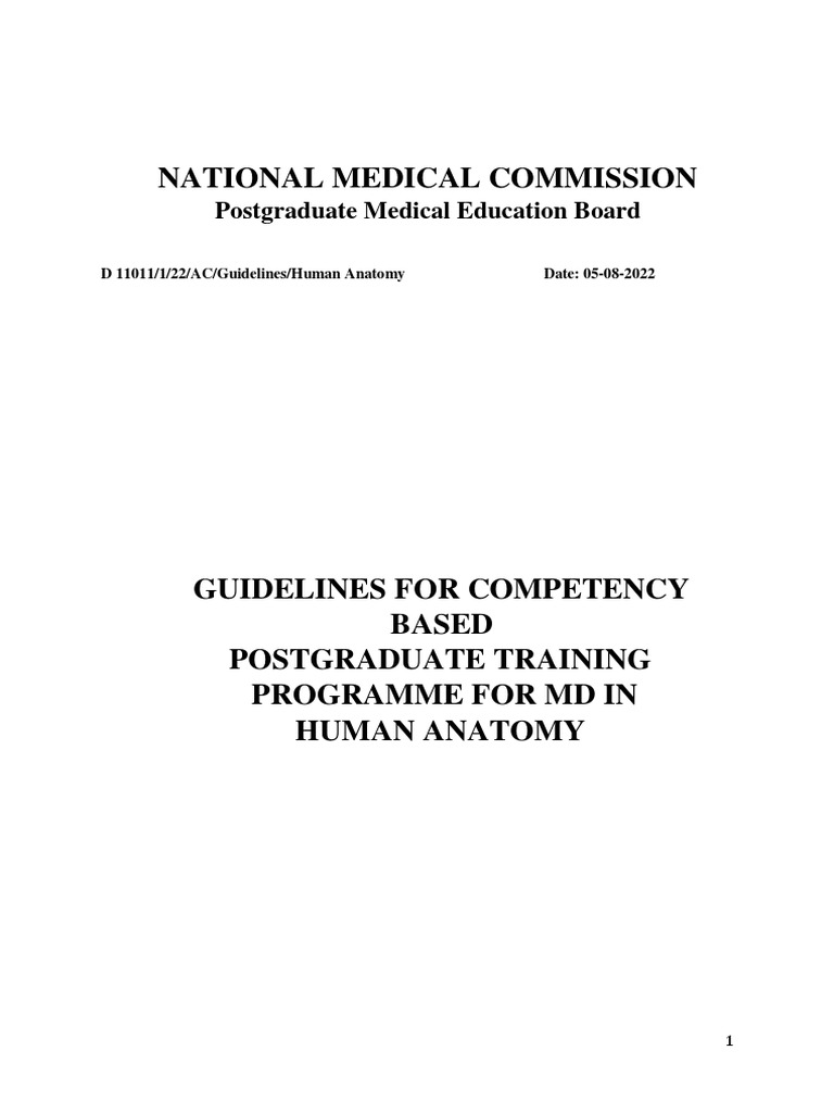 MD Anatomy Training Guidelines | PDF