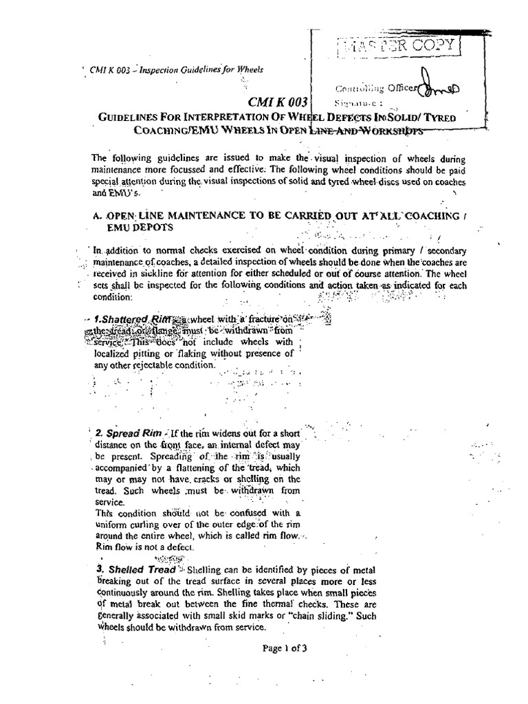 CMI K003 Wheel Inspection Guidelines | PDF | Transportation Engineering ...