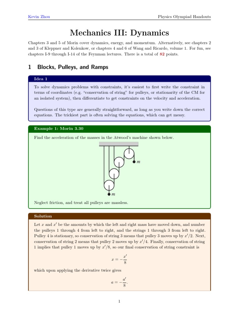 Dynamics Problems and Their Solutions An Analysis of Mechanics Questions Regarding Blocks