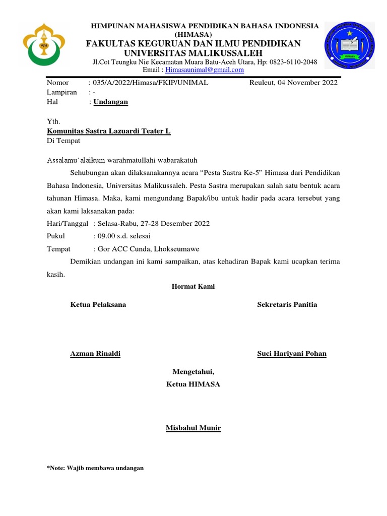 Contoh Undangan Resmi | PDF