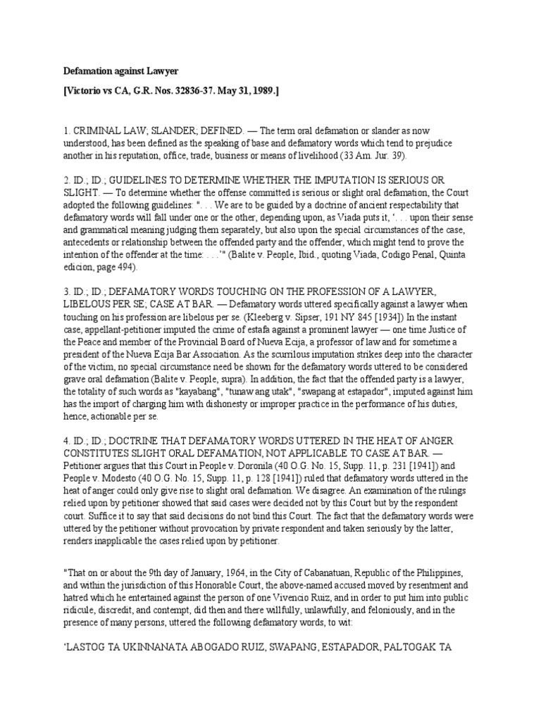 Defamation Against Lawyer PDF Defamation Common Law