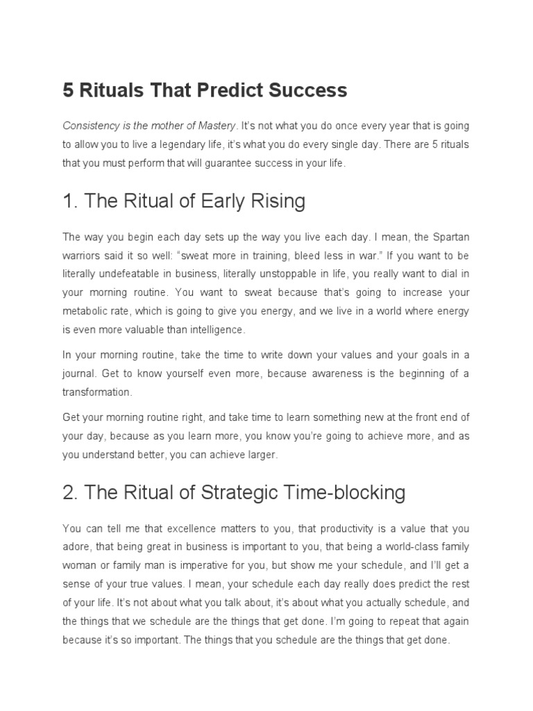 5 Success Rituals for Daily Mastery | PDF