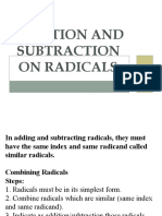 R ADDITION AND SUBTRACTION OF Radicals