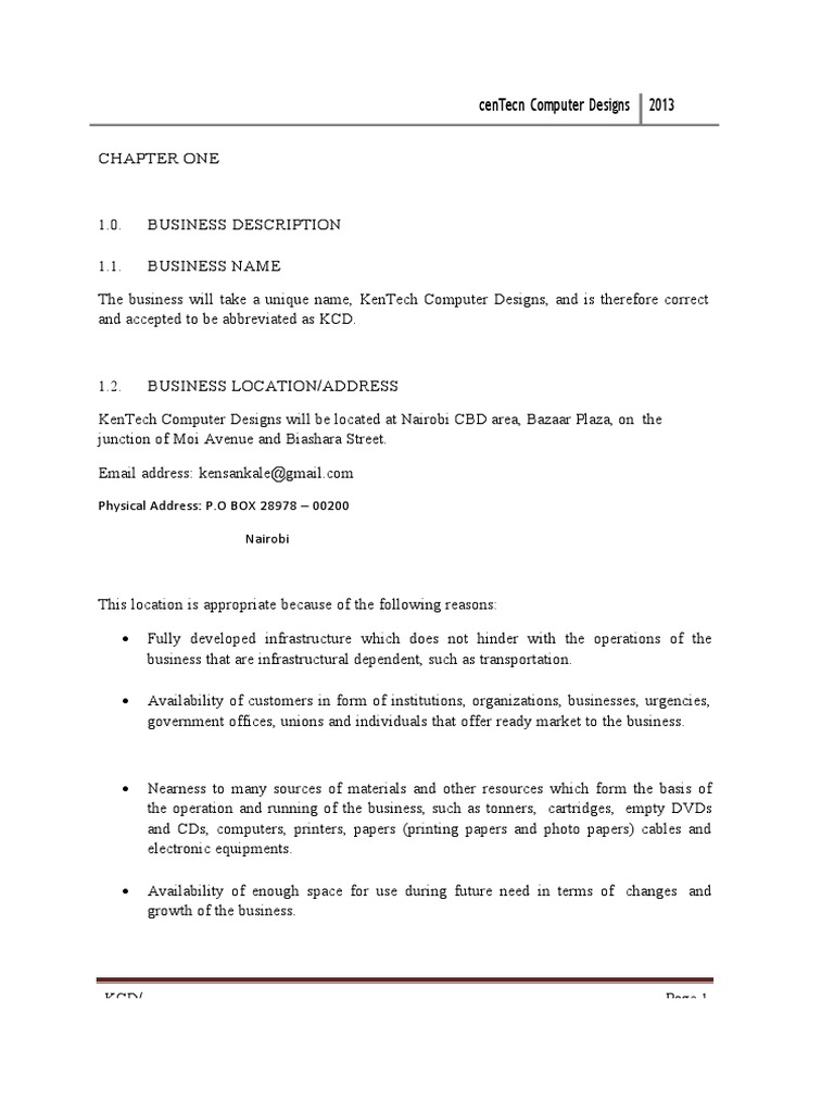 KenTech Computer Designs Business Plan | PDF | Pricing | Prices