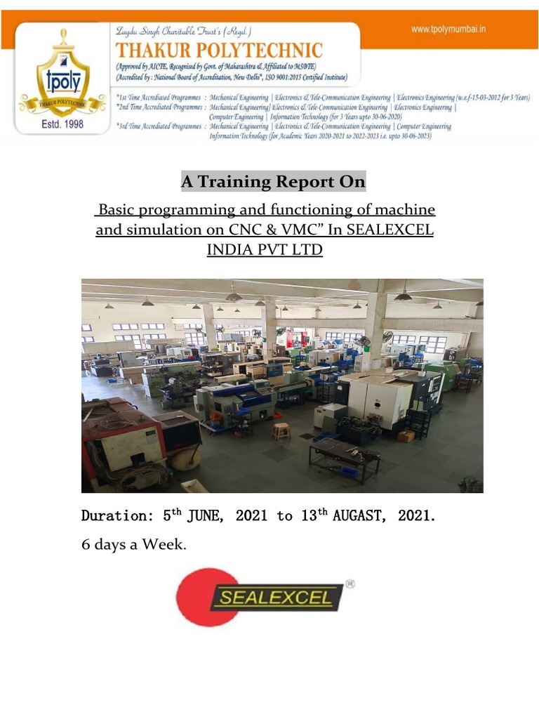 Internship Report Pdf Machining Numerical Control