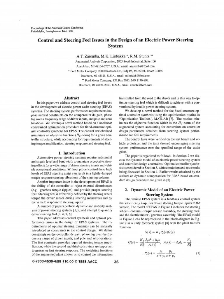 Causes of Heavy Power Steering | PDF | Control Theory | Mathematical ...