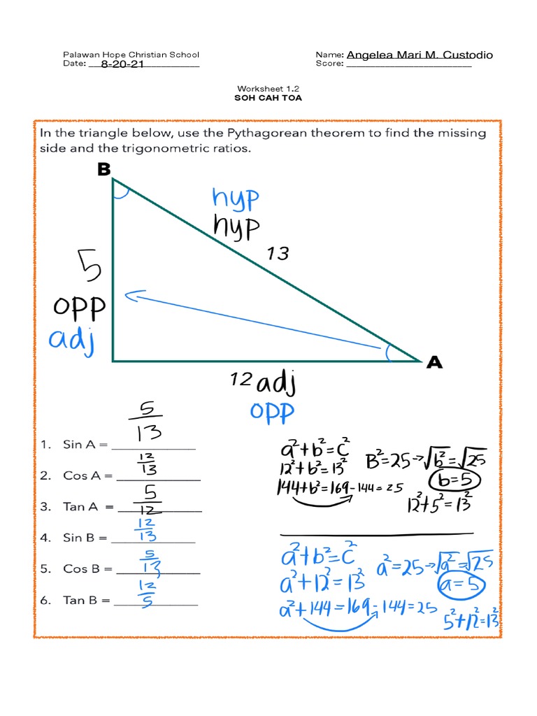 Soh Cah Toa Worksheet PDF