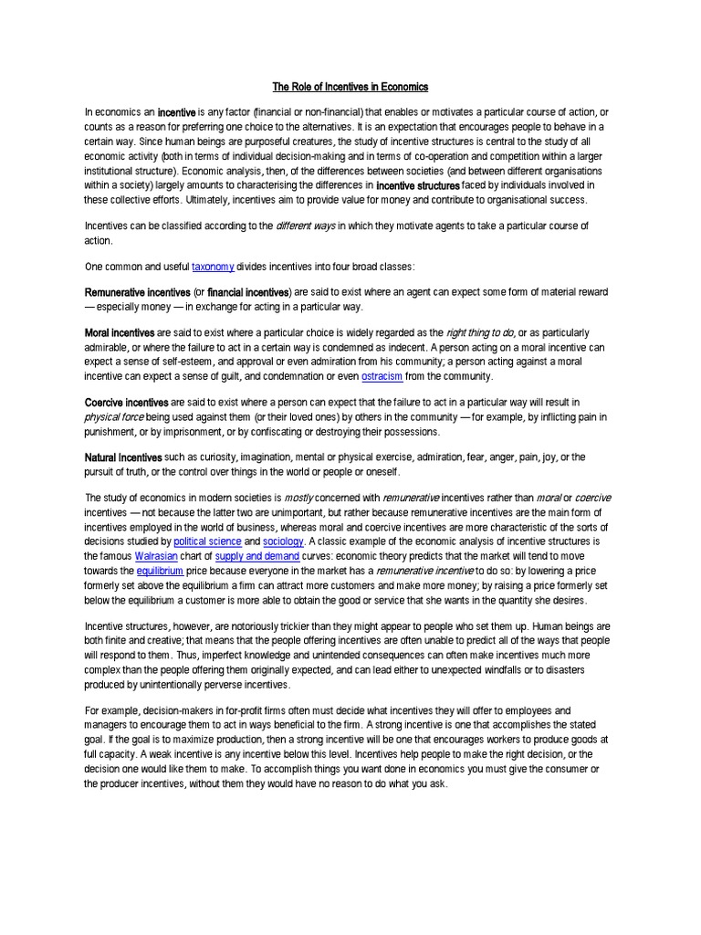 Understanding Economic Incentives | PDF | Incentive | Economic Equilibrium